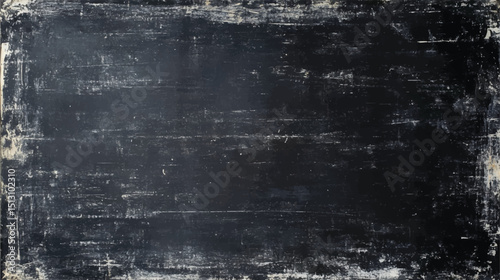 Grunge scratched black background with film overlay. Distressed old effect with grain noise. Space for placing text or elements in vintage style.