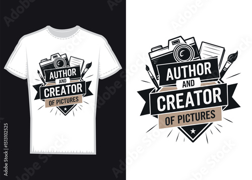 Black cotton t-shirt design concept for casual apparel illustration