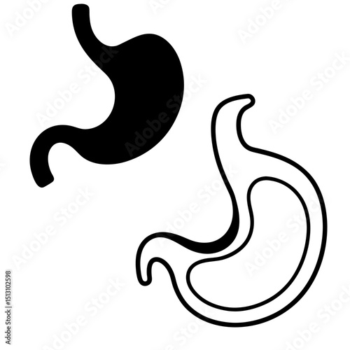 Human stomach icon set medical graphics isolated on white background