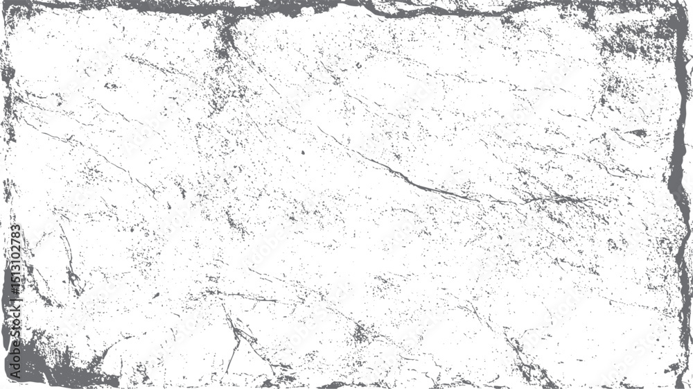 Cracked and scratched grunge black white texture. Monochrome vintage design with dust and dirt. Vector pattern surface with old graphic overlay.