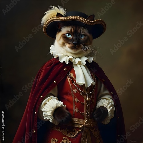 Cat in renaissance royal attire
