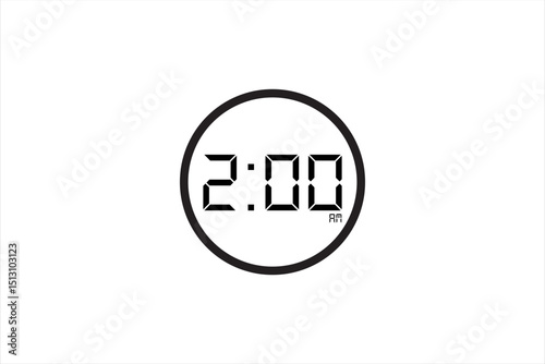 2:00 am vector image in black colour on white background.