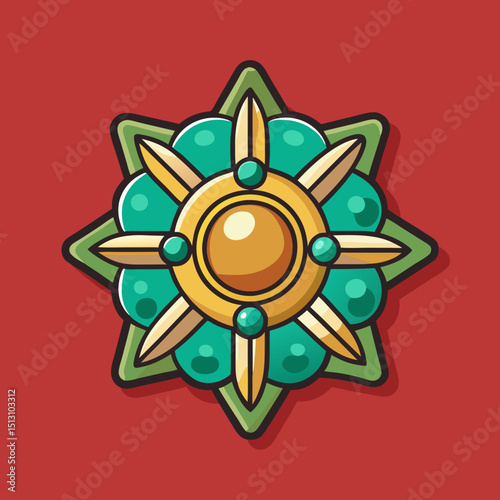 brooch vector illustration, isolated on solid plain background