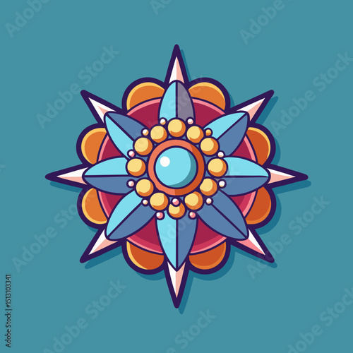 brooch vector illustration, isolated on solid plain background
