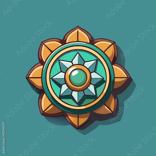 brooch vector illustration, isolated on solid plain background