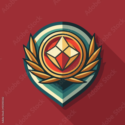 brooch vector illustration, isolated on solid plain background