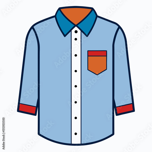 button up shirt vector illustration, isolated on white background