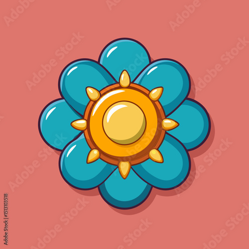 brooch vector illustration, isolated on solid plain background