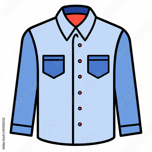 button up shirt vector illustration, isolated on white background
