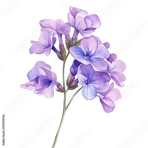 Delicate Purple Flowers Watercolor Painting