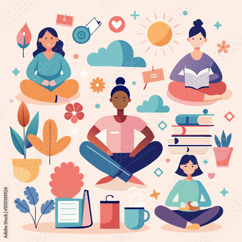 Mental Health and Self-Care Vector Bundle – Wellness, Therapy, and Mindfulness