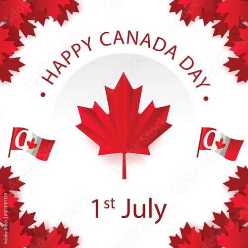Celebrate the spirit of Canada with a bold maple leaf and festive flags – perfect for July 1st greetings.