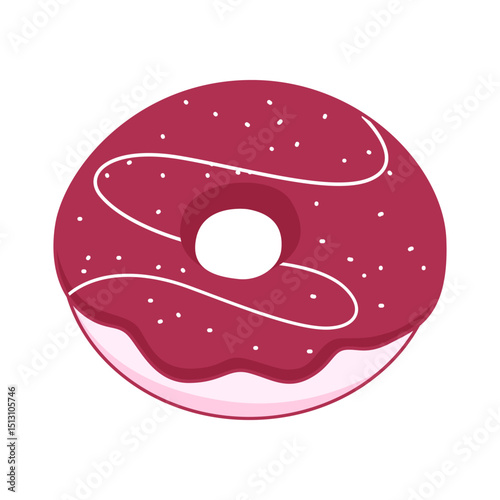 Delectable Donut Delight: A delectable, artistically rendered donut, adorned with a luscious red glaze and whimsical sprinkles, tantalizing the senses with its playful charm and vibrant aesthetics.