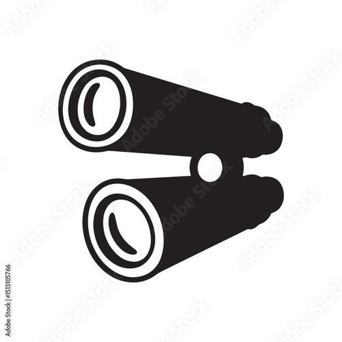 Binoculars clipart cartoon style vector illustration Silhouette white background.