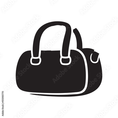 Bag cartoon style vector illustration Silhouette white background. 