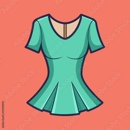 peplum top vector illustration, isolated on white background