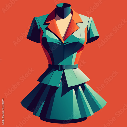 peplum top vector illustration, isolated on white background