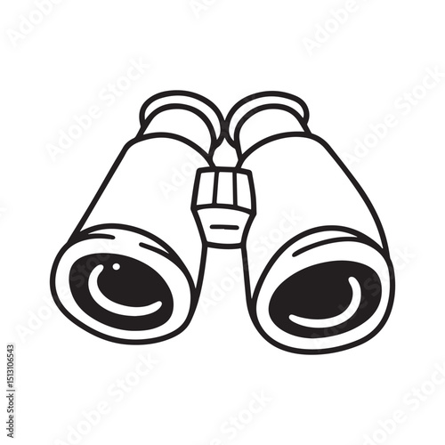 Binoculars clipart cartoon style vector illustration Silhouette white background.