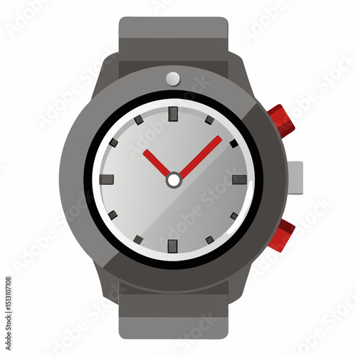 steel watch vector illustration, isolated on white background