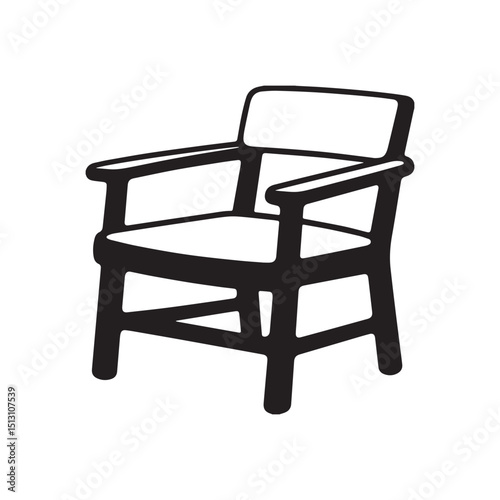 Chair clipart cartoon style illustration Silhouette white background.