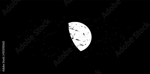 planet, space, stars, black and white, minimalist, simple, abstract, geometric, vector, graphic design