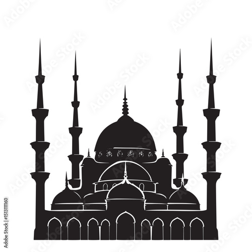 Mosque silhouette isolated in White background