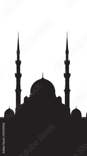 Mosque silhouette isolated in White background