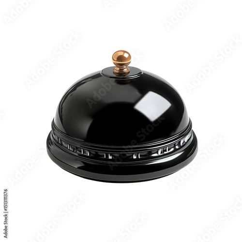 Elegant Black Service Bell with Copper Knob - High-End Restaurant, Hotel, or VIP Service Symbol