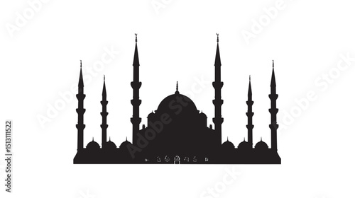 Mosque silhouette isolated in White background