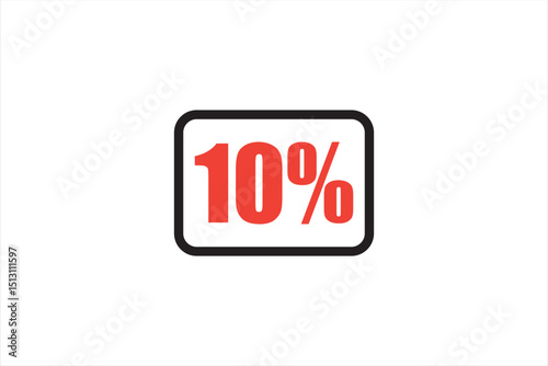 10% vector image in black and red colour on white background.