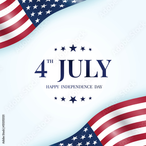 4th of July American Independence Day celebration background design template. Celebrate American independence day on 4th July. 4th of July independence day USA Flag waving vector design.