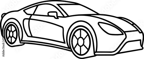 Race car black outline vector and illustration, coloring book page