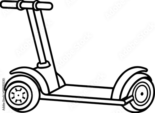 Segway black outline vector and illustration, coloring book page