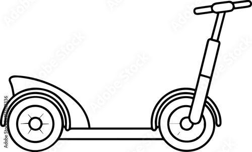 Segway black outline vector and illustration, coloring book page