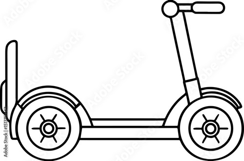 Segway black outline vector and illustration, coloring book page