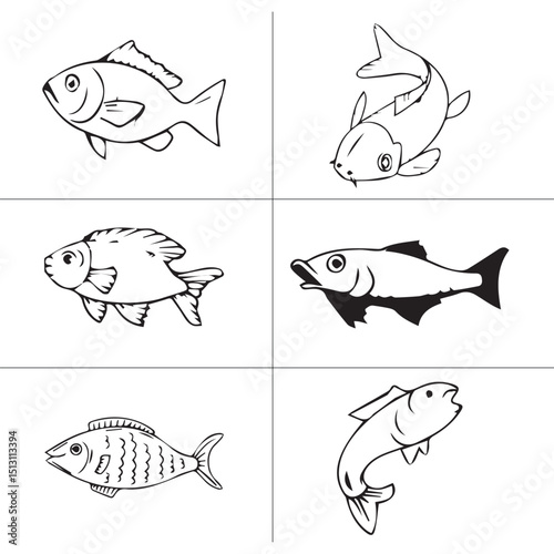 fish_outline_group_vector_image