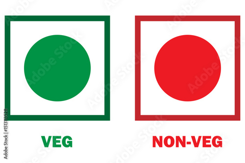 Veg Non-veg icons, Colourful veg and non-veg symbol.	