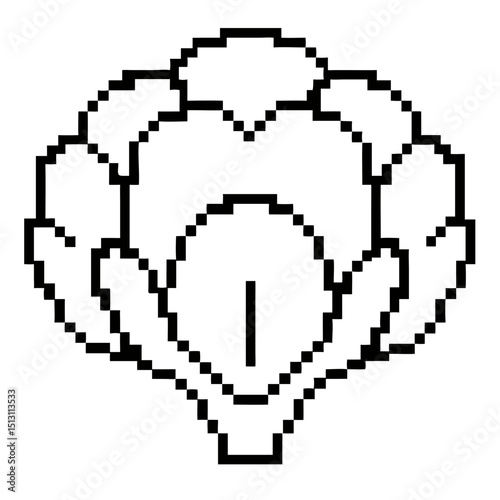 Elegant pixel cauliflower black outline design