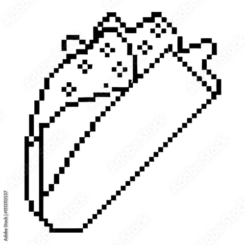 simple salad wrap with fresh ingredients illustrated in pixel outline