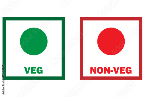 Veg Non-veg icons, Colourful veg and non-veg symbol.	