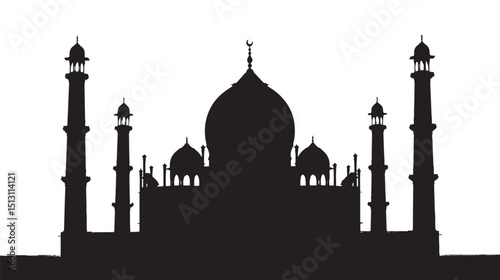 Mosque silhouette isolated in White background