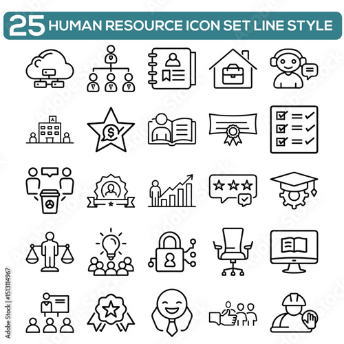 Human Resources Icon Set – Minimal Line Design