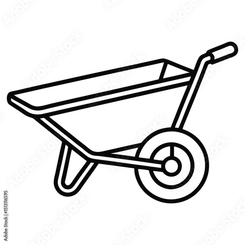 Wheelbarrow line art icon design sign vector sketch freehand outline hand drawn picture sketchy isolated on white background