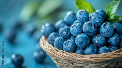 Wallpaper Mural Captivating close-up of fresh blueberries nestled in a charming basket, evoking a sense of summer and natural sweetness, healthy indulgence Torontodigital.ca