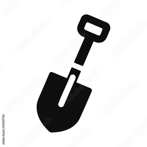 Metal shovel with handle icon design