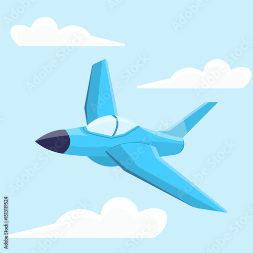 blue jet plane flying vector