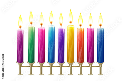 Traditional menorah with lit candles for Jewish  Hanukkah background