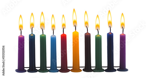 Traditional menorah with lit candles for Jewish  Hanukkah background