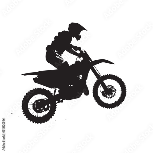 motor cross silhouette , black silhouettes isolated on white background