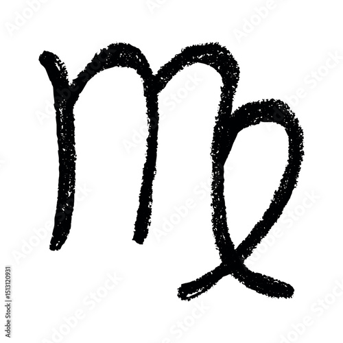 Hand drawn virgo zodiac sign Esoteric symbol doodle Astrology clipart Element for design
